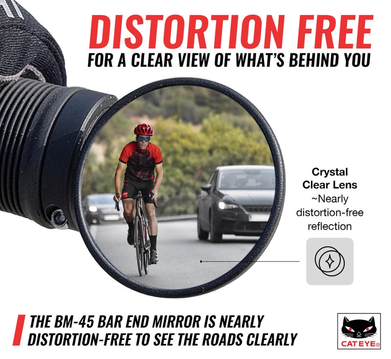 CATEYE BM-45 Bar End Mirror â€“ Ultra Compact Mirror for Road, MTB and Gravel Bikes, Durable Aluminum with Scratch-Resistant Glass, Visibility and Safety for Cyclists - Image 2